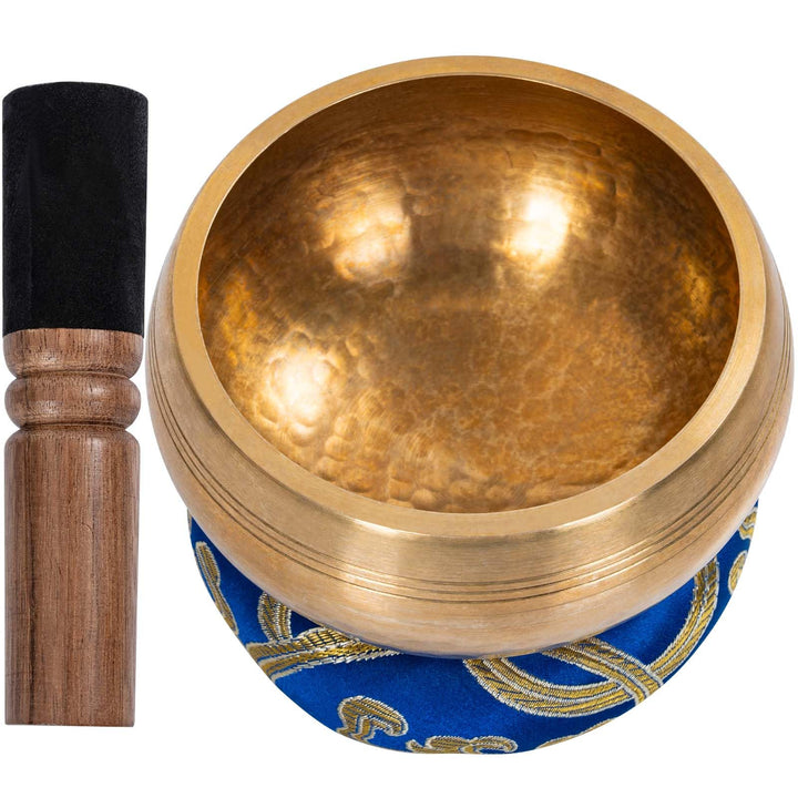10.5 cm Tibetische Klangschale, Klangschale Original Handgefertigt Klangschalen Set mit Klöppel und