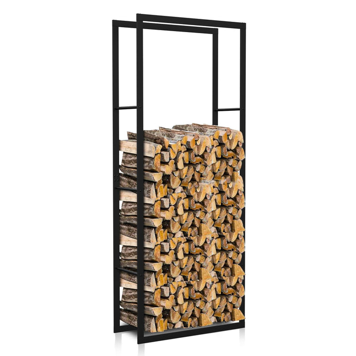 Ikodm kaminholzregal Innen und Aussen, Metall Brennholzregal aussen 60 x 25 x 150CM, Holzstapelhilfe