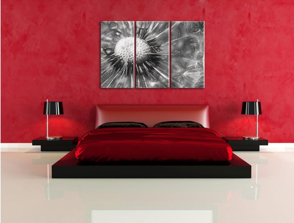 Pixxprint Pusteblume als Leinwandbild/Grösse: 3 Teilig (120x80) cm/Wandbild/Kunstdruck/fertig bespan