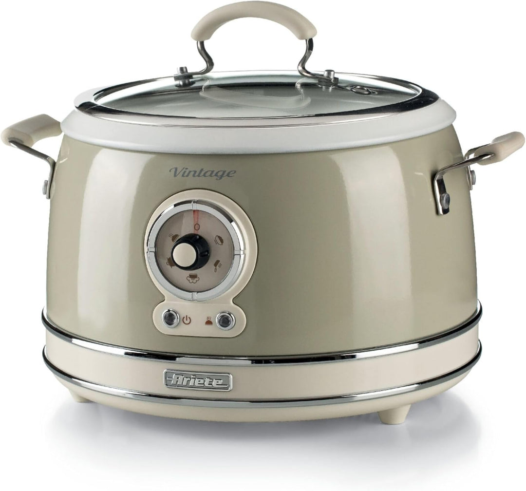 Ariete 2904 Reiskocher Rice Cooker Slow Cooker Dampfgarer Vintage Line 3,5 L Antihaft-Keramikbeschic