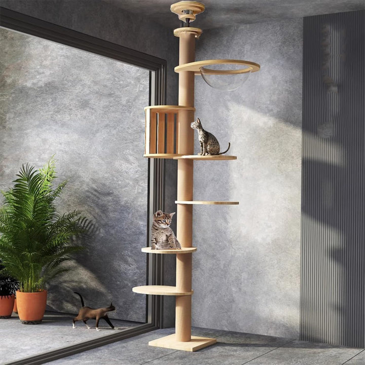Kratzbaum deckenspanner hoch,11CM breit Sisalseil für kratzbaum,Raumkapsel,Katzenkäfig, 4 Plattforme