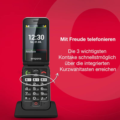 Emporia JOY-LTE - 4G-Handy für ältere Menschen, hohe Lautstärke, 2,8-Zoll-Farbdisplay, 3 Schnellanru