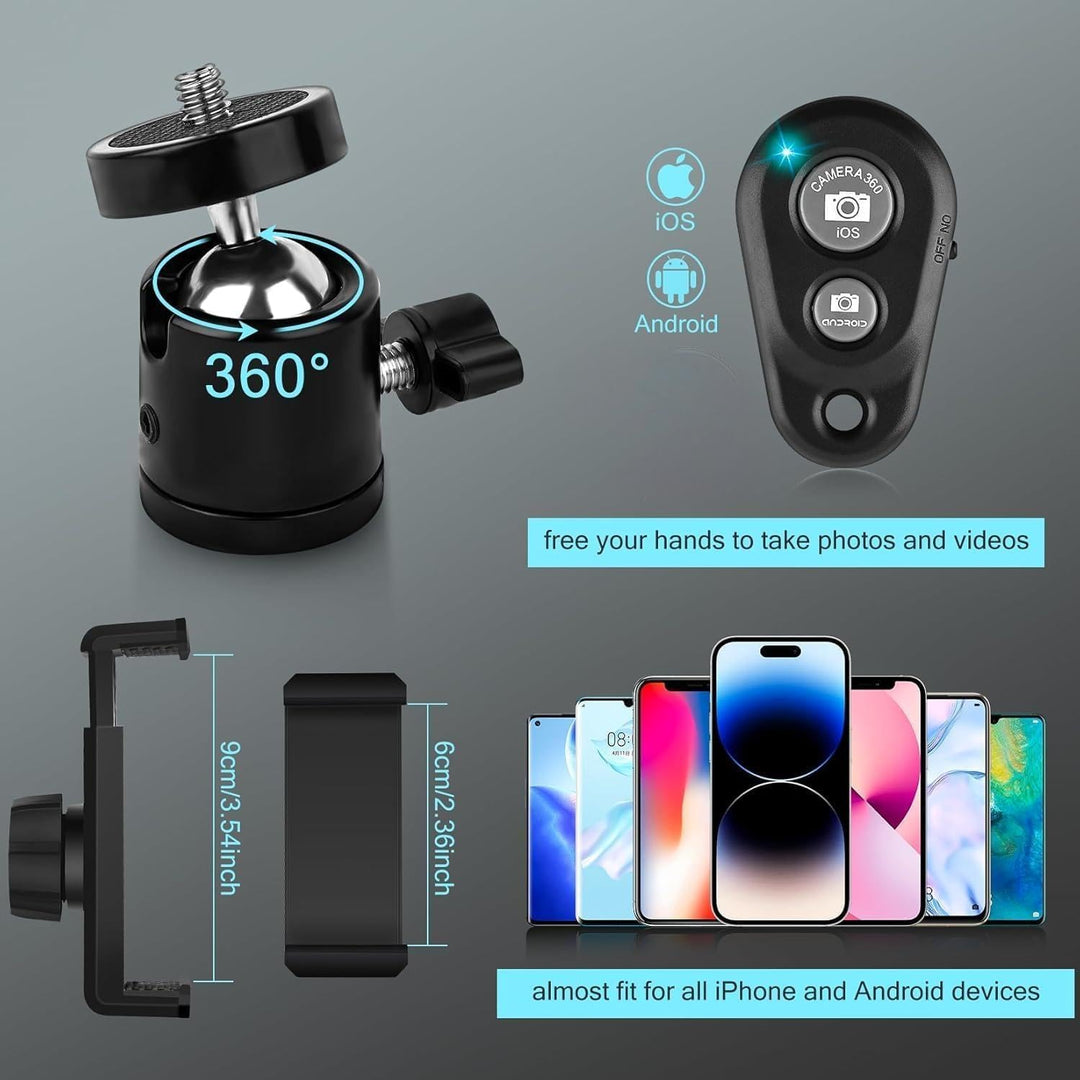 VEVICE Ringlicht mit Stativ Handy, 12,6 Zoll Ringleuchte mit 59 Zoll Stativ für die Kamera, Dimmbare
