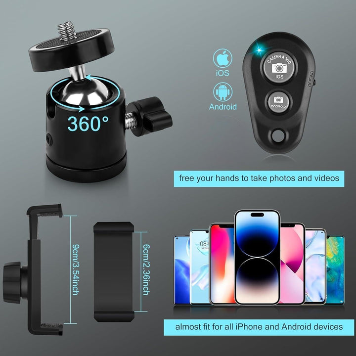 VEVICE Ringlicht mit Stativ Handy, 12,6 Zoll Ringleuchte mit 59 Zoll Stativ für die Kamera, Dimmbare