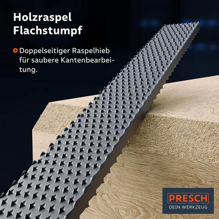 PRESCH Holzraspel Set 3tlg. - Hochwertiges Holzfeilen Set inkl. Flachstumpfraspel, Halbrund- und Run
