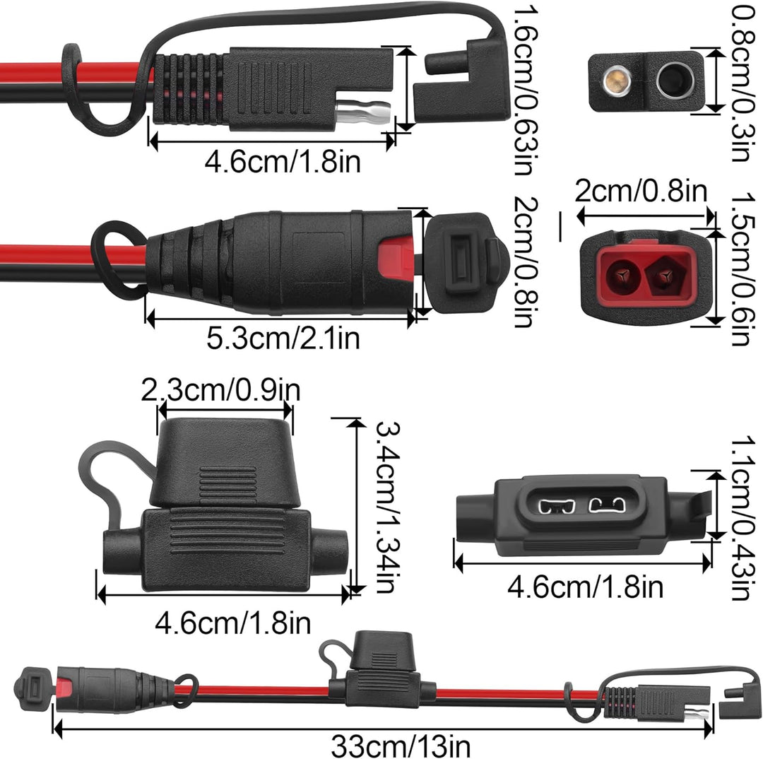 SAE-Verlängerungskabel,Akku-Ladegerät,SAE-Kabel für Genius Smart Ladegeräte,20A Sicherung,wasserdich