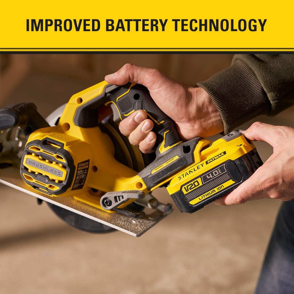 Stanley FatMax V20 Akku-Handkreissäge SFMCS550B (18V, bürstenlos, werkzeuglose Schnitttiefen- und Wi