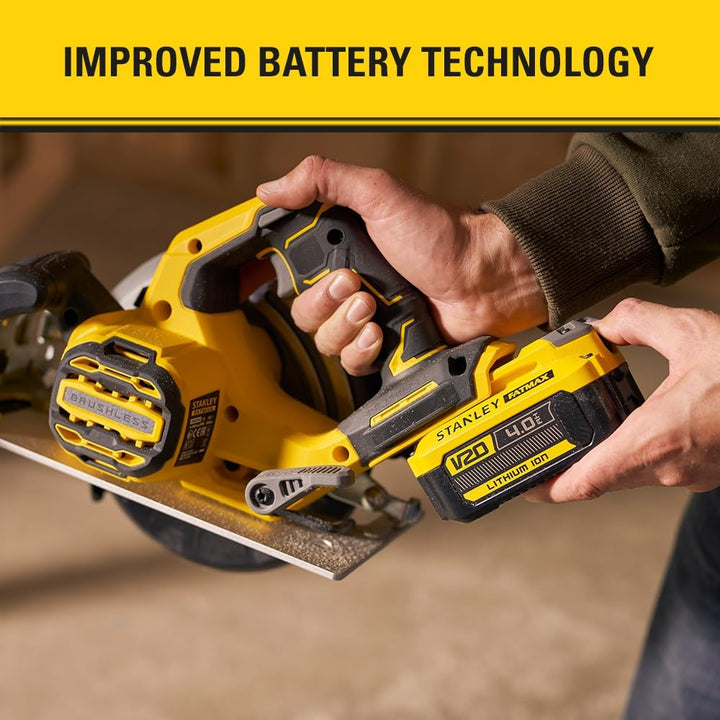 Stanley FatMax V20 Akku-Handkreissäge SFMCS550B (18V, bürstenlos, werkzeuglose Schnitttiefen- und Wi