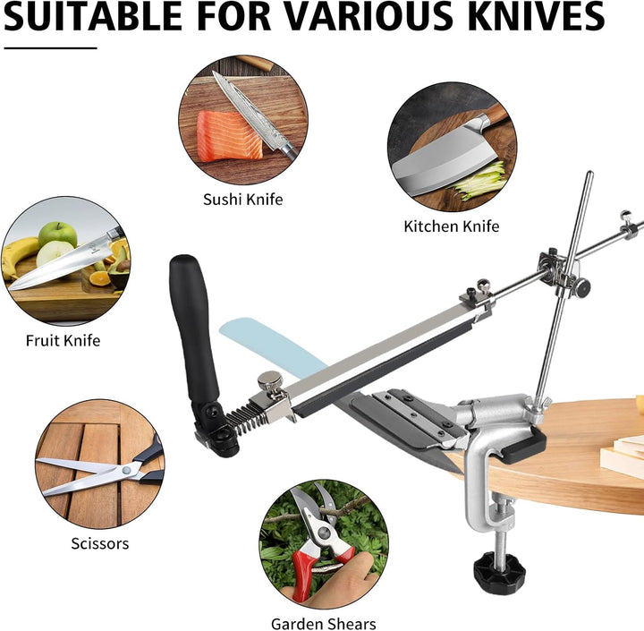 EXLECO 14Pcs Messerschärfer Profi Knife Sharpener Messerschleifer 360° Flip Drehung Messerschärfsyst