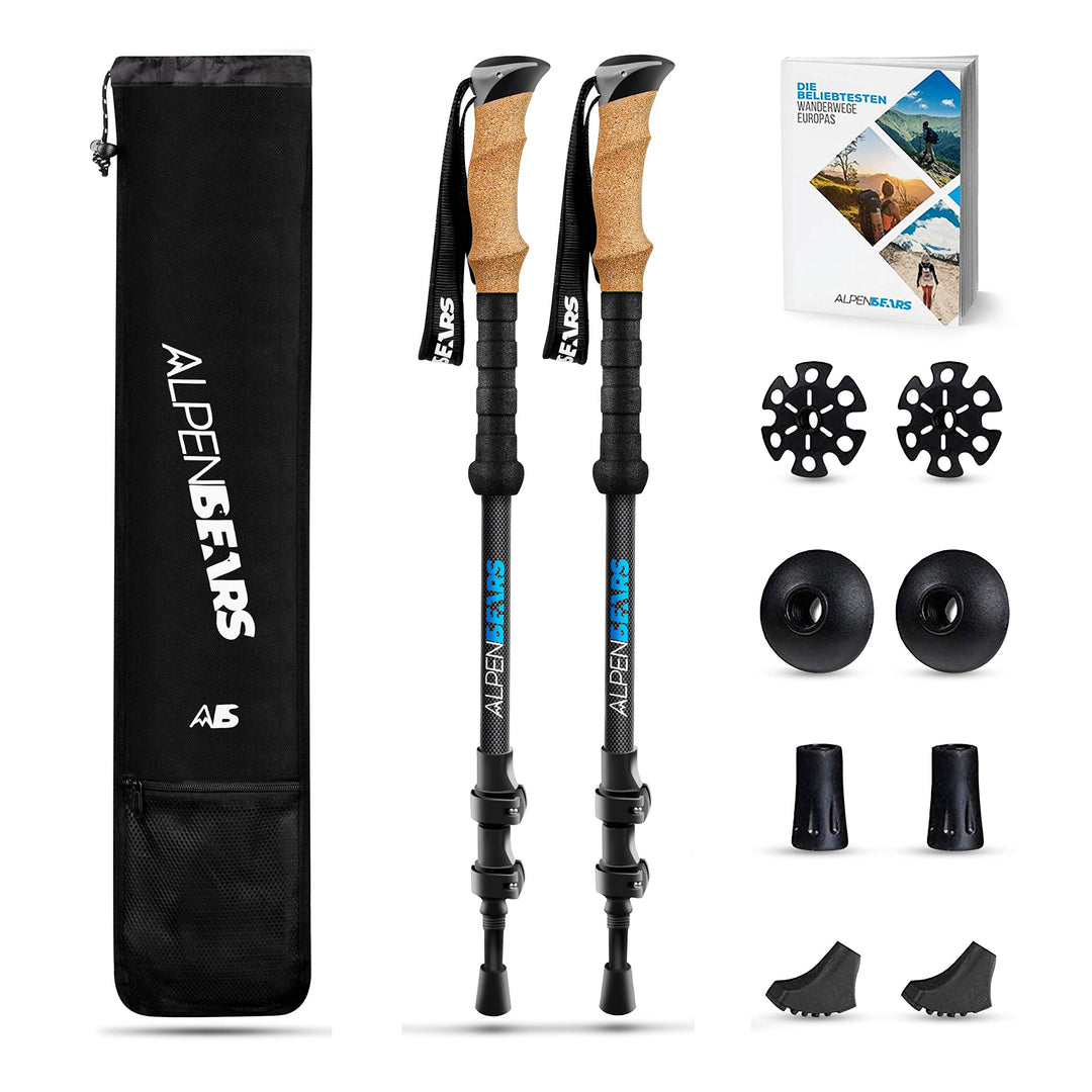 Wanderstöcke & Nordic Walking Stöcke - Teleskop Wanderstock mit Gummipuffer Set - Trekkingstöcke für