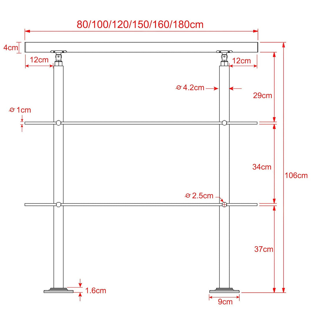 YRHome Geländer Edelstahl Handlauf Treppengeländer für Treppen Brüstung für Innen & Aussen Treppenha