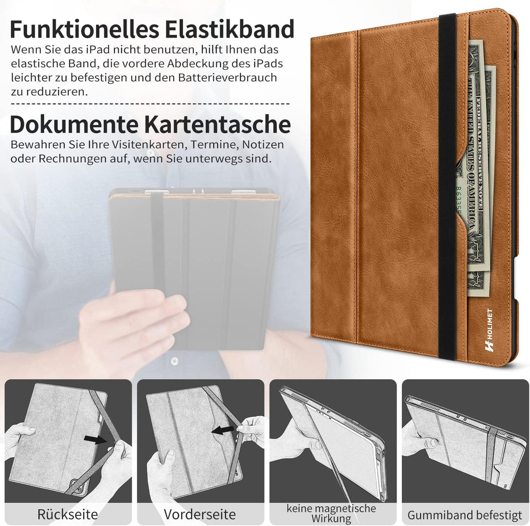 HOLIMET iPad Pro 11 Hülle 2021 4/3/2. Generation Hülle 2021/2020 mit Stifthalter, PU-Leder Schutzhül