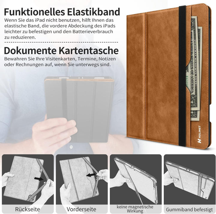 HOLIMET iPad Pro 11 Hülle 2021 4/3/2. Generation Hülle 2021/2020 mit Stifthalter, PU-Leder Schutzhül