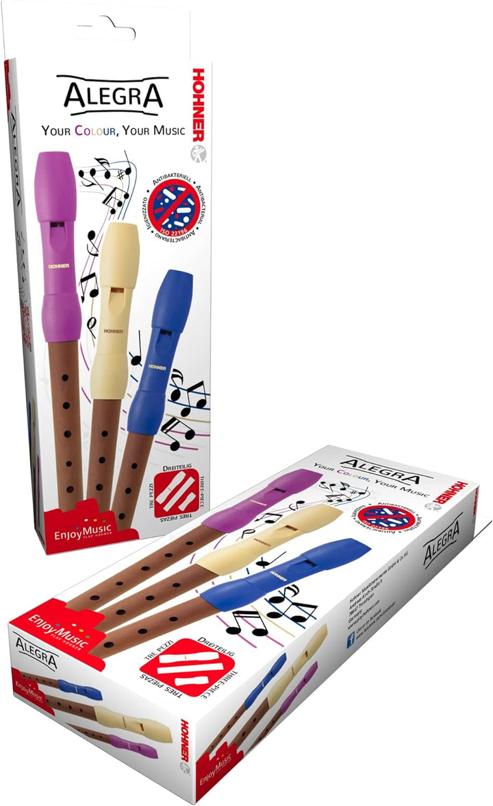 HOHNER Blockflöte, Alegra Line, pink, deutsch, dreiteilig