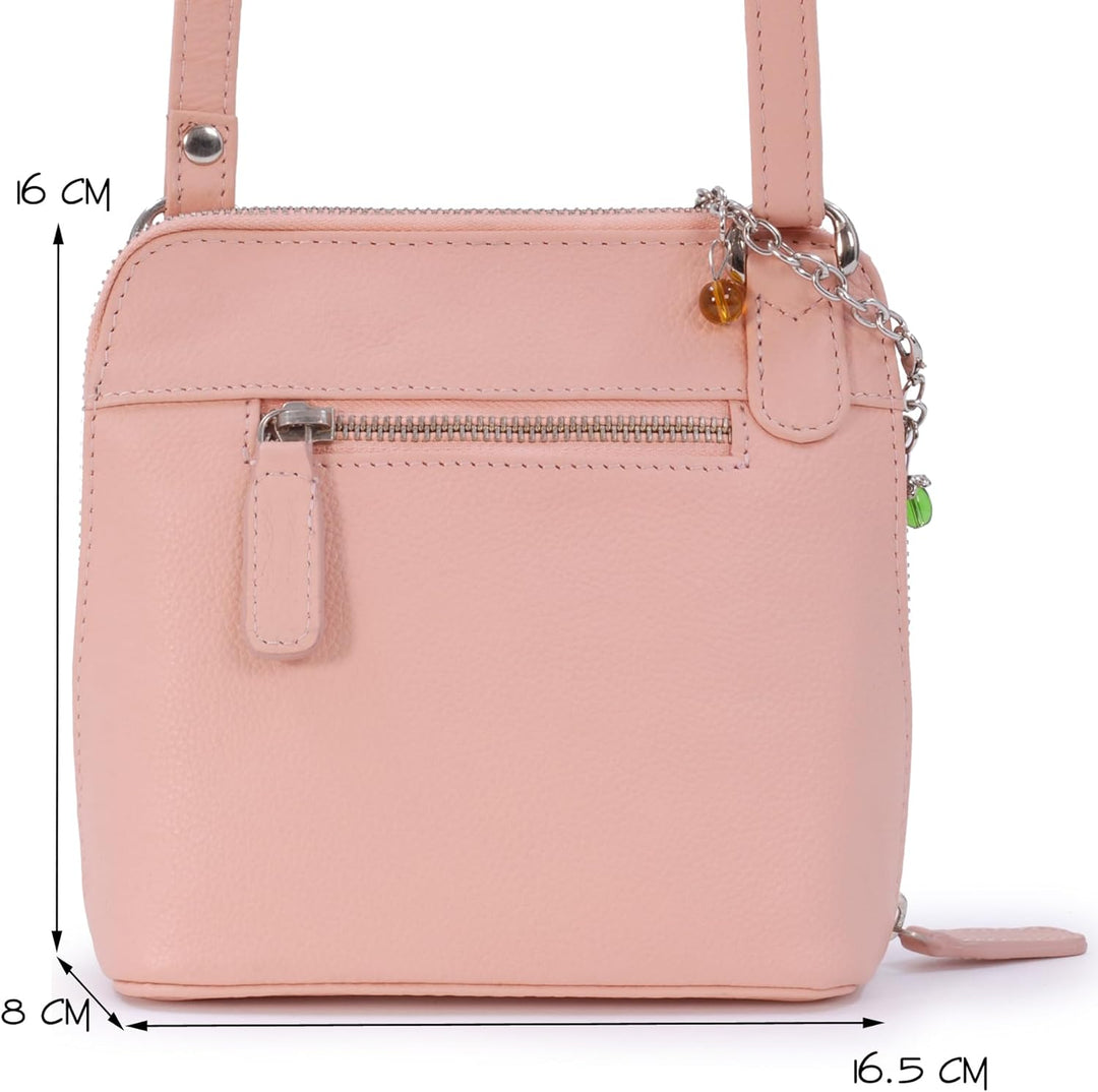 Catwalk Collection Handbags - Leder - Klien Umhängetasche/Schultertasche - LENA S Rosa, S Rosa