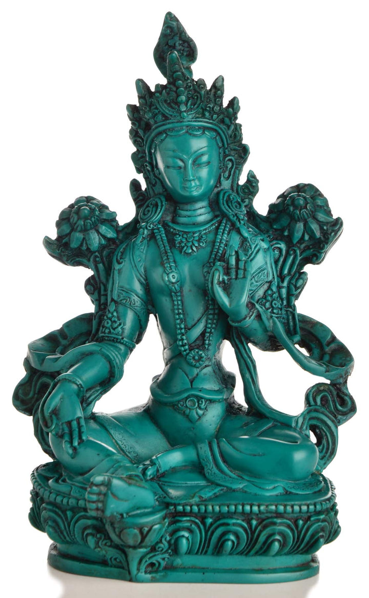 BUDDHAFIGUREN/Billy Held Grüne Tara Figur Buddha Statue, Resin, türkis, 20 cm 20 cm Türkis, 20 cm Tü