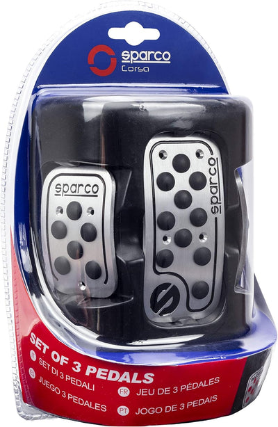 Sparco SPC0406BK ALUMINIUM RACING-PEDALE MIT Rutschfestem Gummi, Schwarz Aluminium + Gummi Single, A