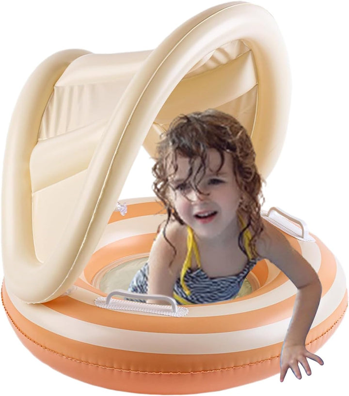 Baby Pool Float, Toddler Swim Seat, 57x49cm/22.44x19.29 Inches Adjustable Floating Trainer, Sunshade