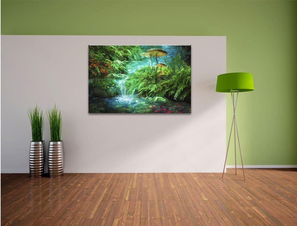 Pixxprint magischer Märchenwald Kunst Pinsel Effekt, Format: 100x70 auf Leinwand, 100x70