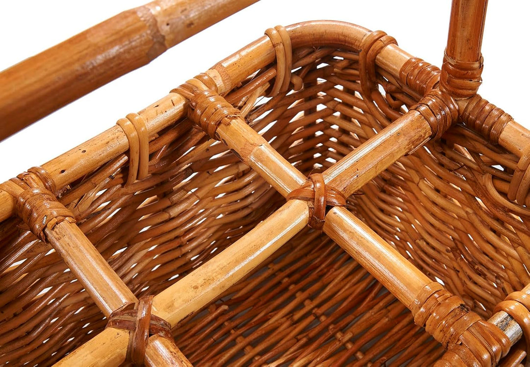 Flaschenträger Flaschenkorb Korb – aus Rattan – für 6 Flaschen – handgeflochten – lacak braun, Braun