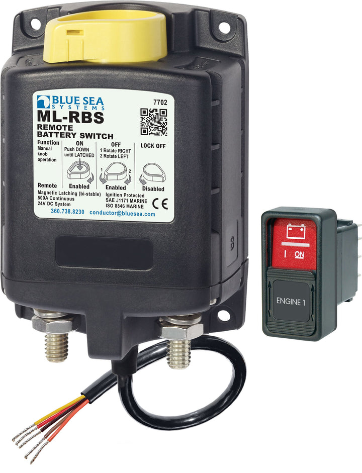 Blue Sea Systems Hochstrom-Magnetspule. 24 V Bi-stabil mit Drehknopf, 24 V Bi-stabil mit Drehknopf