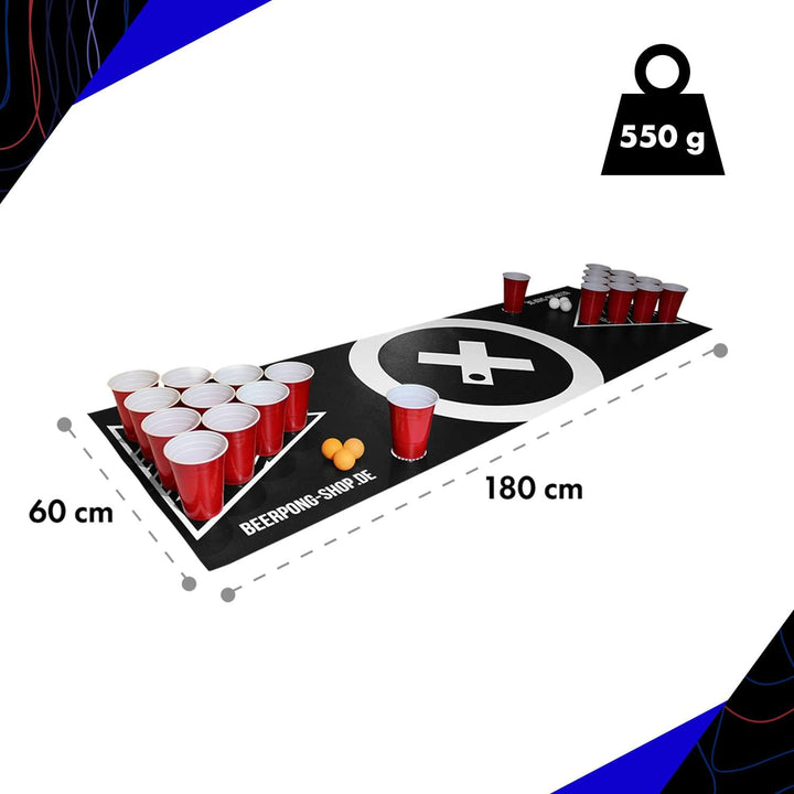 Beercup Bierpong Matte, Beer Pong Set für Erwachsene Partyspiele, Beerpong Tisch-Matte, Tischmatte f