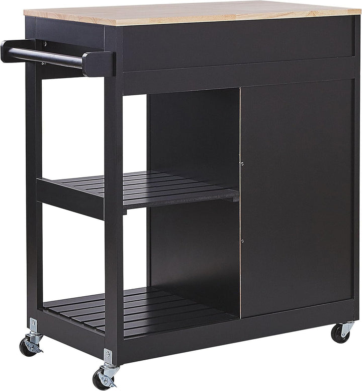 Beliani Moderner Servierwagen mit Schublade Schrank Ablage Landhausstil schwarz Trapani