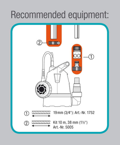 Gardena Klarwasser-Tauchpumpe 8600 Basic: Entwässerungspumpe mit flexiblem Schlauchanschluss, Förder