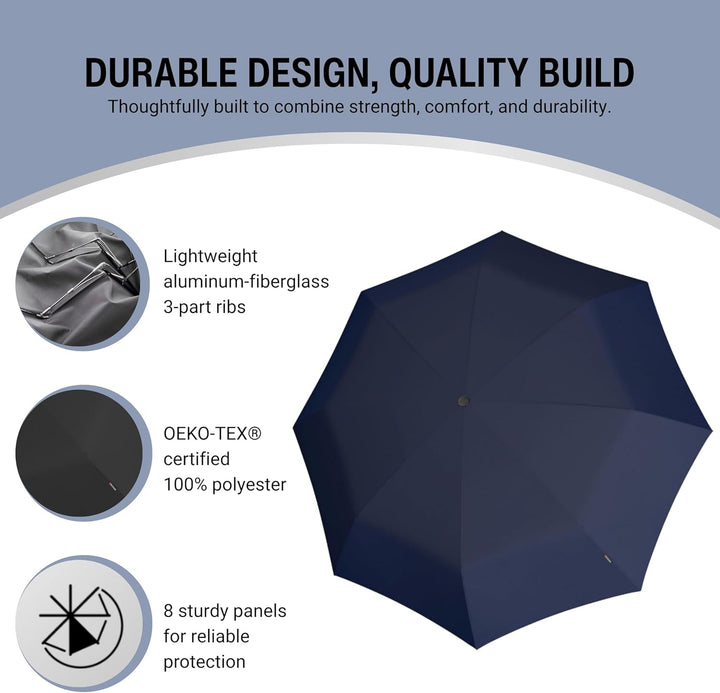 Knirps Taschenschirm T.260 Medium Duomatic Black - Automatisches Öffnen und Schliessen - winddicht -