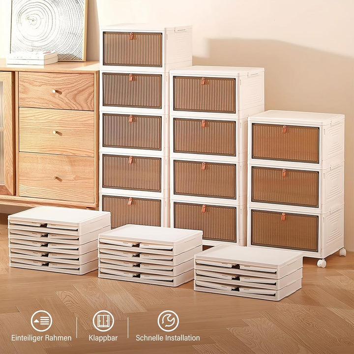 BTGGG 3 Tier Aufbewahrungsbox mit Deckel, 20L*3 Kunstoffboxen Aufbewahrungsboxen Stapelbar Plastikbo