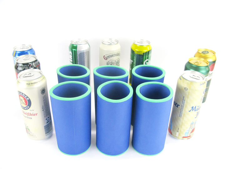 6er Set Blaue Getränkekühler 0,5l Dose - Bierkühler - Neoprenkühler - passgenau ~Dosenkühler~ für al
