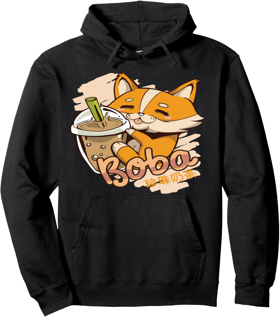 Niedliche Kavaii Boba Katze mit Boba tee Pullover Hoodie