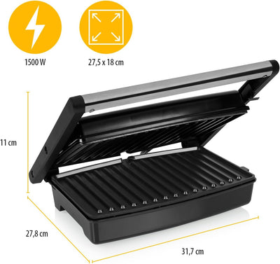 Tristar Kontaktgrill GR-2859 – Grillfläche 27,5 x 18 cm – 1500 Watt – bis 180°