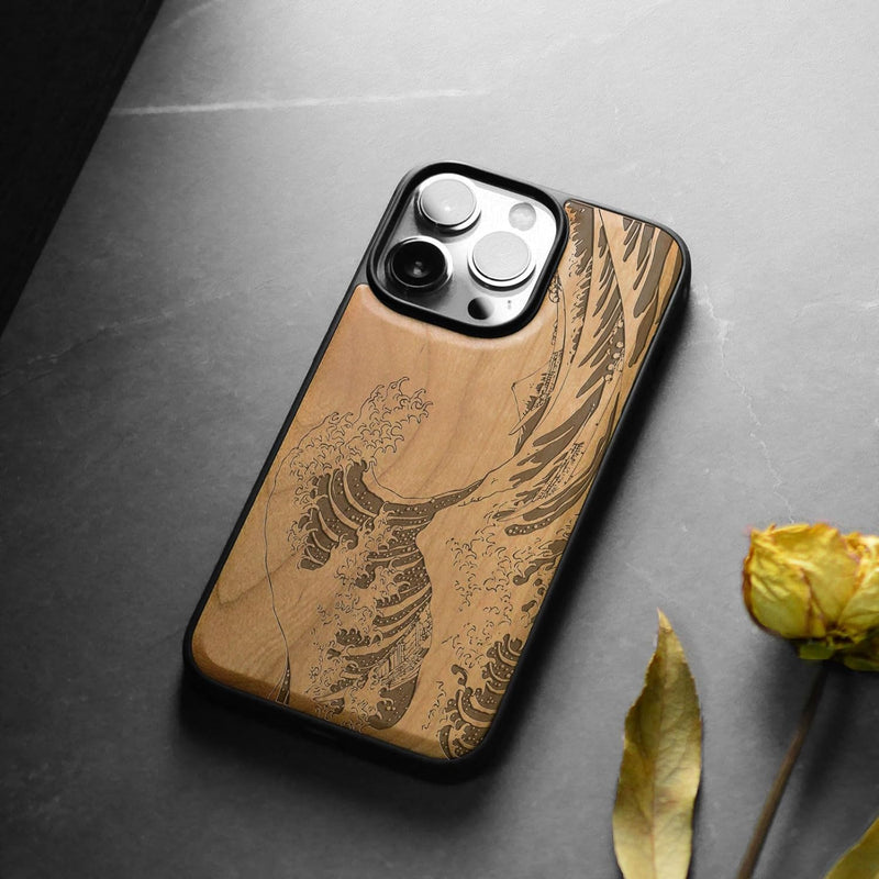 Carveit Handyhülle für iPhone 15 Pro Max Cover Kompatibel mit Magsafe [Holz und TPU Silikon Hybrid h