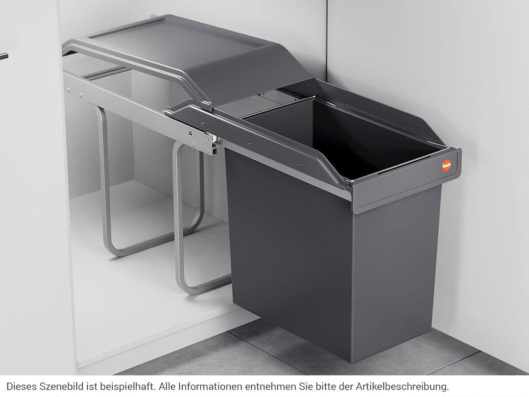 Hailo Abfallsammler 3650241 | SingleBox 24 Liter | Solo Mülleimer mit Rollenauszug | Anthrazit