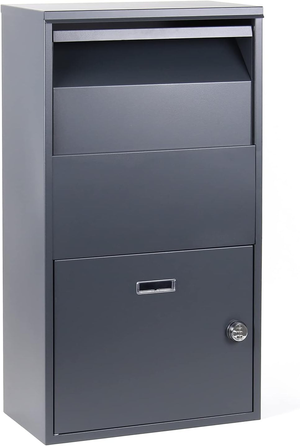 Wiltec Paketkasten grau 410 x 220 x 750 mm, Paketbox Zuhause, Private Paketannahme passend für Paket