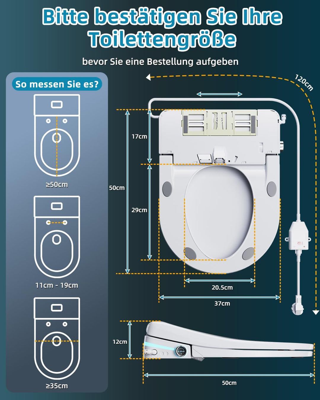 Smart WC-sitze mit Bidet Funktion, Japanische Toilette Sitz Beheizbare Klobrille mit Automatischem D