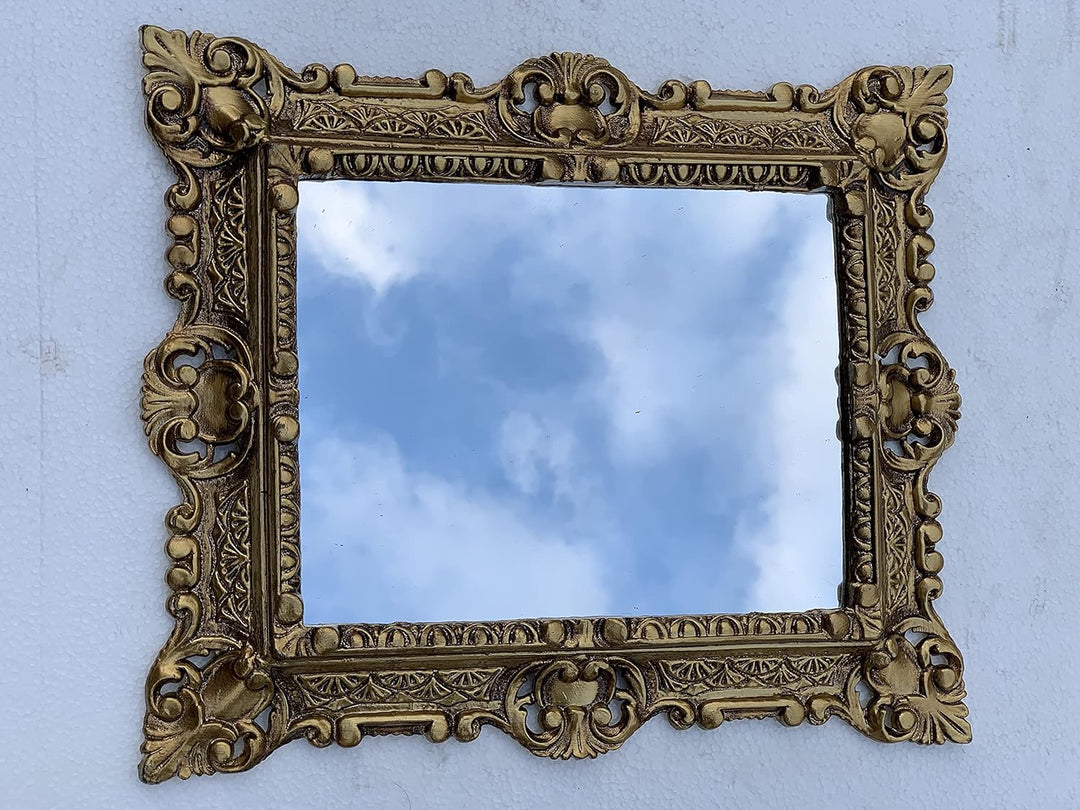 Wandspiegel Gold mit Konsole Barock Antik 45x38 Flurspiegel Badspiegel mit Ablage Wanddeko Prunkspie