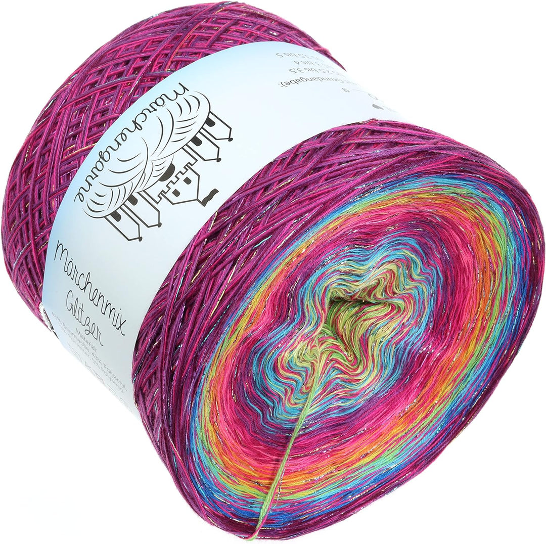 Farbverlaufsgarn Bobbel Wolle mit Glitzer Grösse wählbar Strickwolle Häkeln 4Fach (Multicolour Glitz
