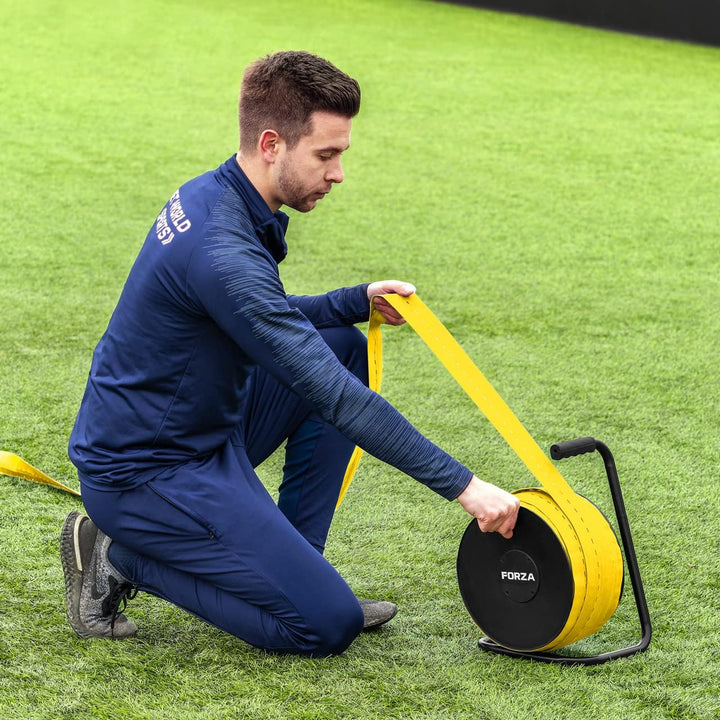 FORZA 100m Spielfeldmarkierungsband [3 Farben] - Linienmarkierung für Sportplätze Gelb, Gelb