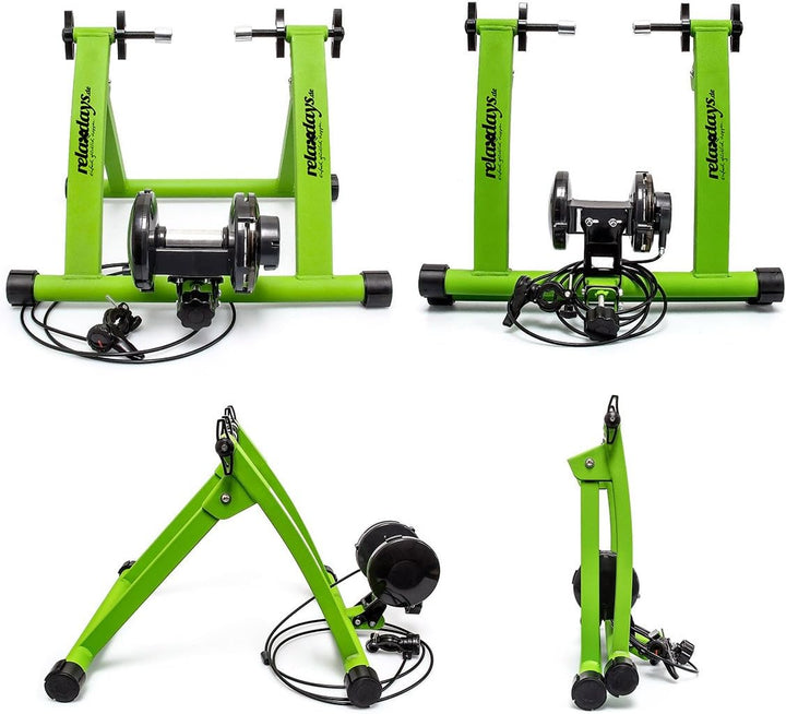 Relaxdays Fahrrad Rollentrainer inkl. Schaltung mit 6 Gänge für 26-28", bis zu 120 Kg belastbar, Hei