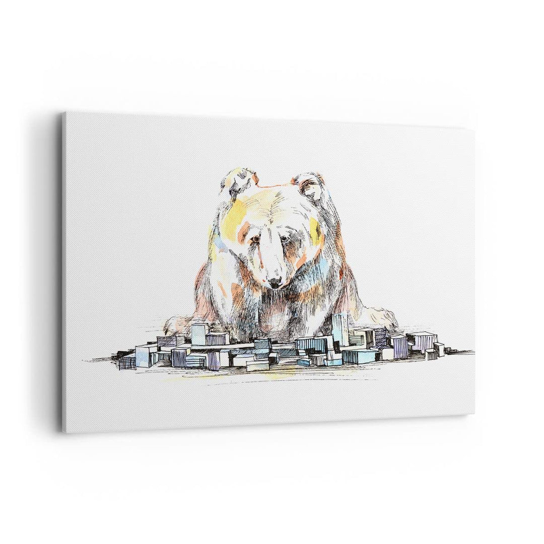 Bilder auf Leinwand 100x70cm Leinwandbild Bär Spielzeug Spiel Illustration Gross Wanddeko Bild Schla