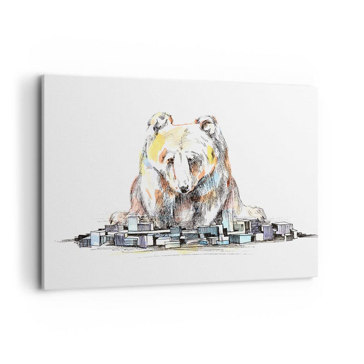 Bilder auf Leinwand 100x70cm Leinwandbild Bär Spielzeug Spiel Illustration Gross Wanddeko Bild Schla