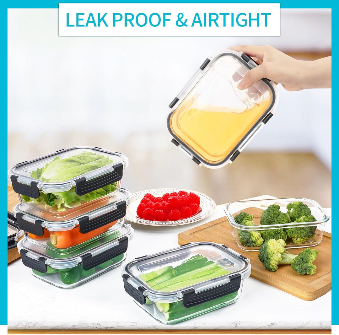 Skroam Glas-Frischhaltedosen 20 Stück 640ml [10 Behälter + 10 Deckel] - Meal Prep Boxen für Lebensmi