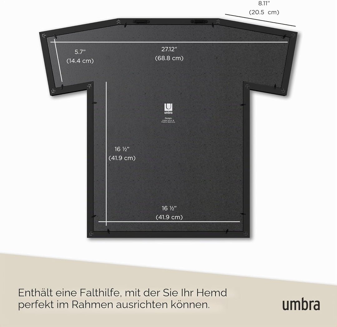 Umbra T-Frame Trikotrahmen - Bilderrahmen für T-Shirts und Fussballtrikots für Erwachsene bis Grösse