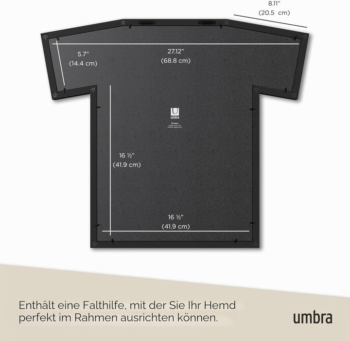 Umbra T-Frame Trikotrahmen - Bilderrahmen für T-Shirts und Fussballtrikots für Erwachsene bis Grösse