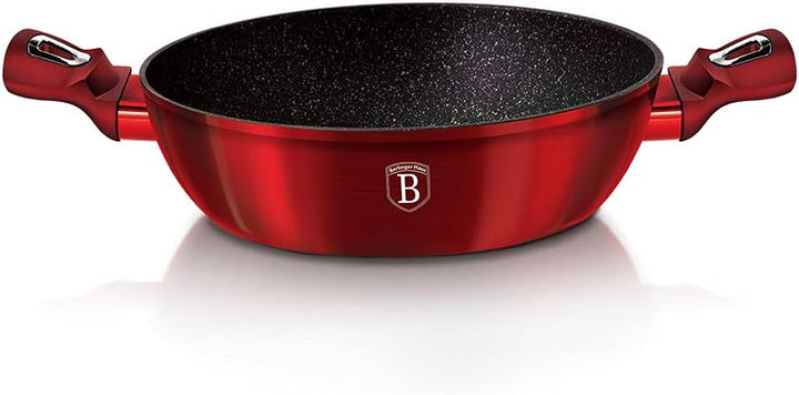 BERLINGER HAUS - Flacher Topf mit 28 cm Deckel, Metallic Line Burgundy Edition
