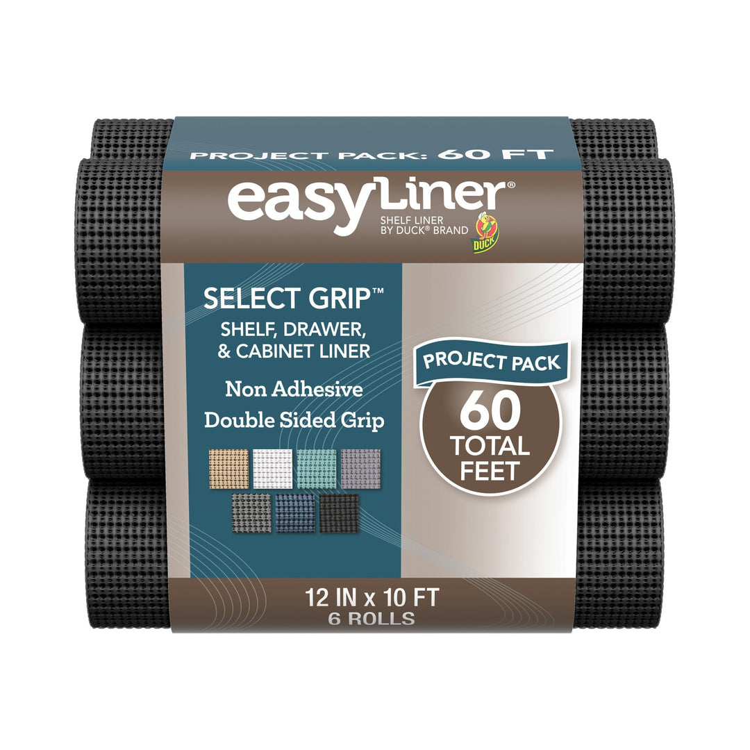 Duck Select Grip Easy Liner Regaleinlage, 30,5 cm breit, Küchenpackung, 6 Rollen, je 3 m Länge, Schw
