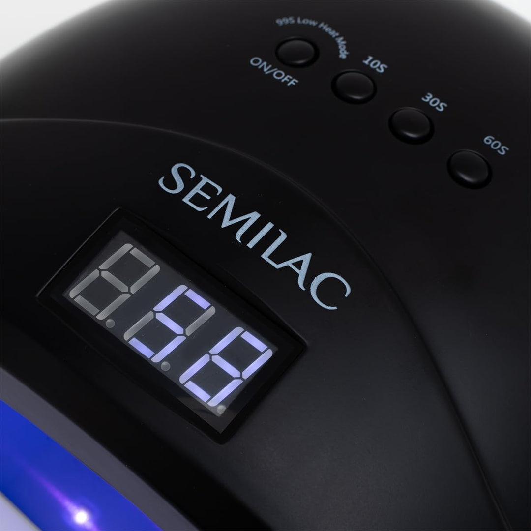 Semilac UV LED Lampe 24W/48W All Black – Nagellampe mit Dual-LED, Timer, Bewegungssensor & Low Heat