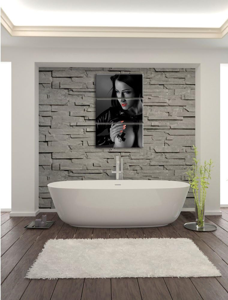 Pixxprint schwarzhaarige sexy Frau schwarz/weiss als Leinwandbild/Grösse: 3 Teilig (120x80 cm) cm/Wa